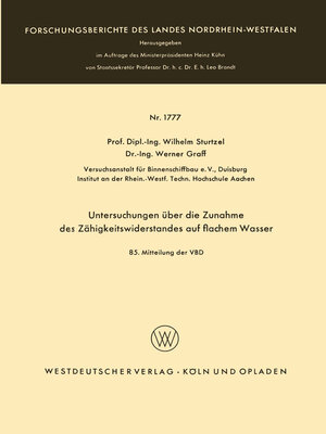 cover image of Untersuchungen über die Zunahme des Zähigkeitswiderstandes auf flachem Wasser